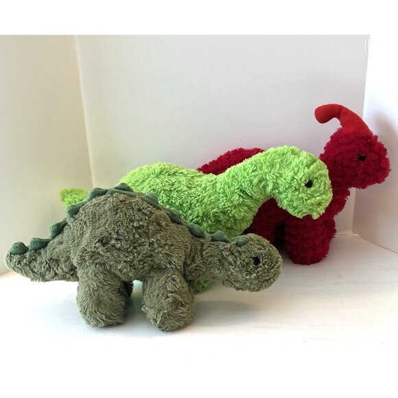 Manhattan Toy Company Dinosaur Lot Plush Stuffed Animal Brontosaurus Green Red - Picture 3 of 16